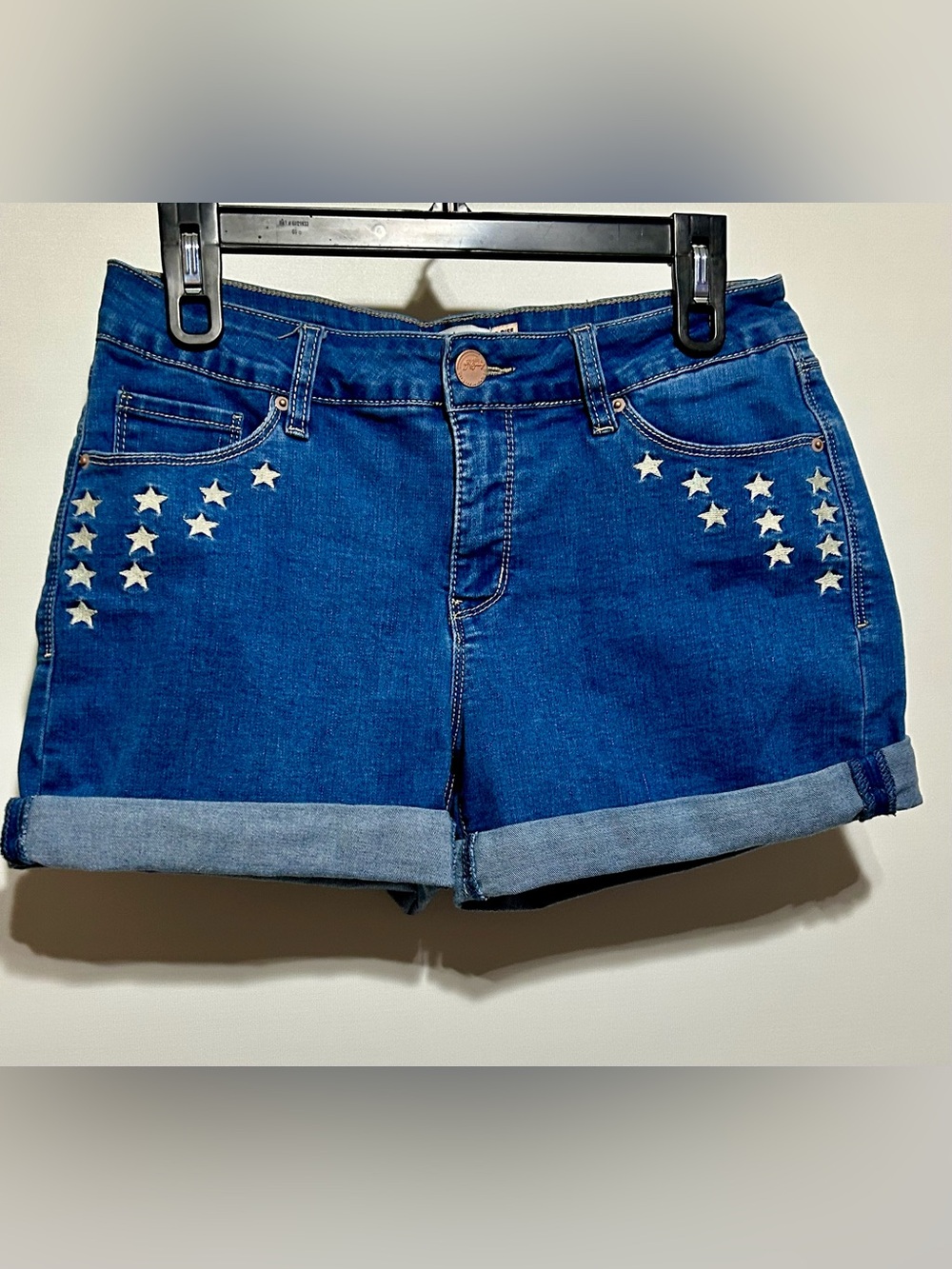 Royalty For Me Blue Star-Accent Jean Shorts